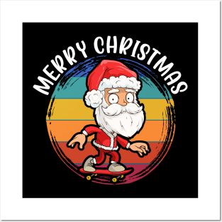 Santa Skateboarder Happy Christmas Merry Christmas Christmas Event Christmas Present Gift for Family for Dad for Mom for Friends for Kids Posters and Art